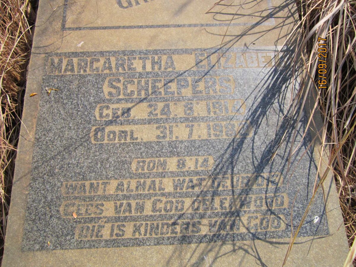 SCHEEPERS Margaretha Elizabeth 1914-1982
