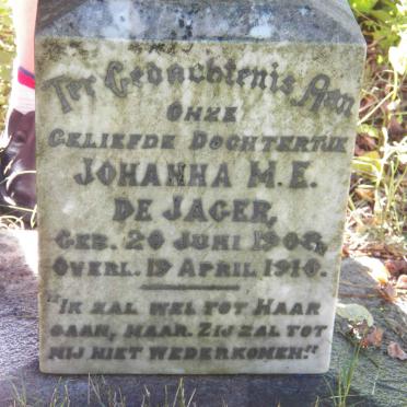 JAGER Johanna M.E., de 1908-1910
