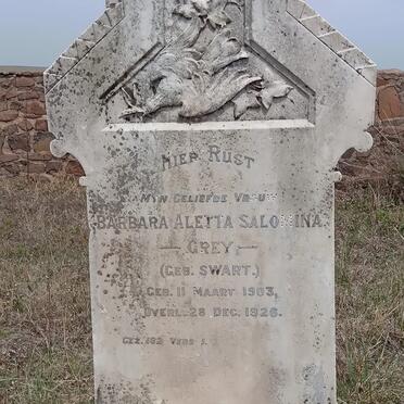 GREY Barbara Aletta Salomina nee SWART 1903-1926