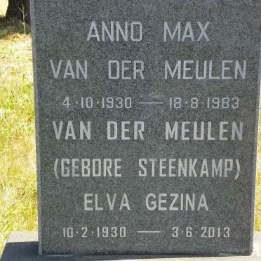 MEULEN Anno Max, van der 1930-1983 &amp; Elva Gezina STEENKAMP 1930-2013