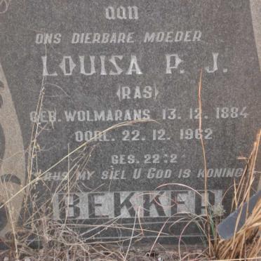 BEKKER Louisa P.J. nee WOLMARANS 1884-1962