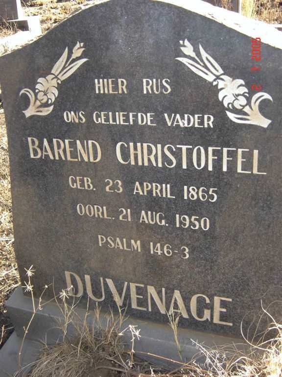 DUVENAGE Barend Christoffel 1865-1950