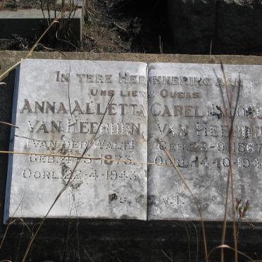 HEERDEN Carel Jacobus, van 1867-1942 &amp; Anna Aletta VAN DER WALT 1873-1943 