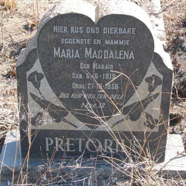 PRETORIUS Maria Magdalena nee MARAIS 1919-1956