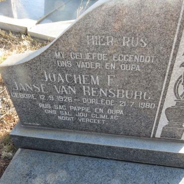 RENSBURG Joachem F., Janse van 1926-1980