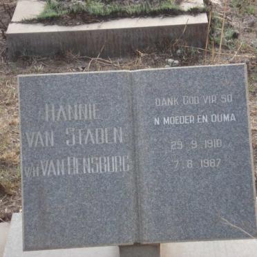 RENSBURG Hannie, van voorheen VAN STADEN 1910-1987