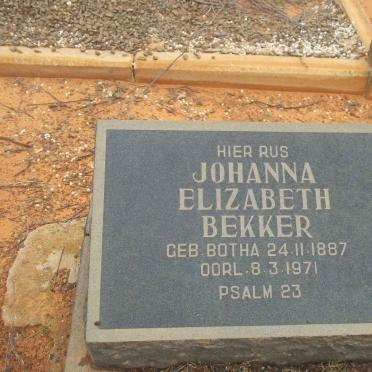 BEKKER Johanna Elizabeth nee BOTHA 1887-1971