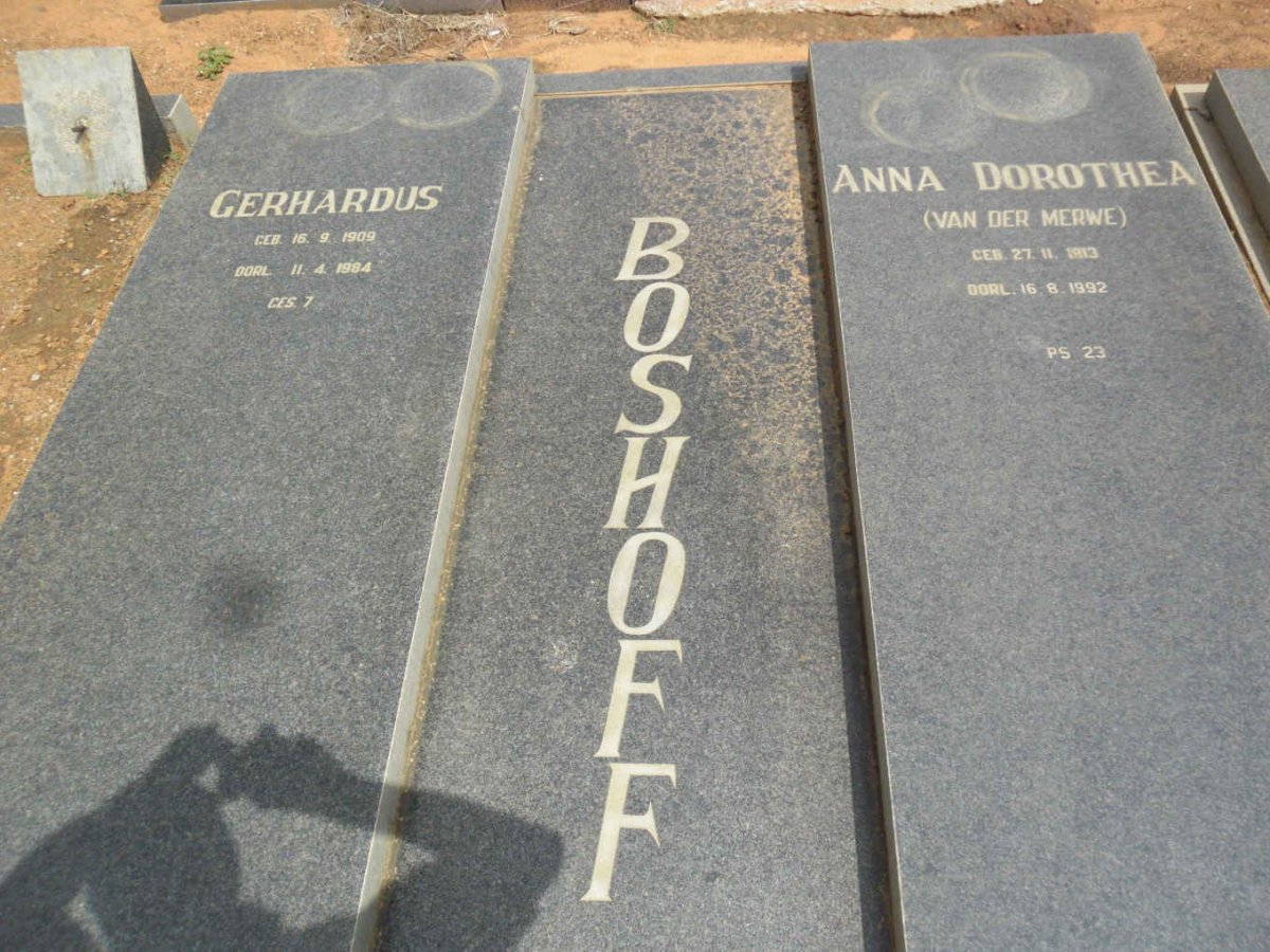 BOSHOFF Gerhardus 1909-1984 &amp; Anna Dorothea VAN DER MERWE 1913-1992