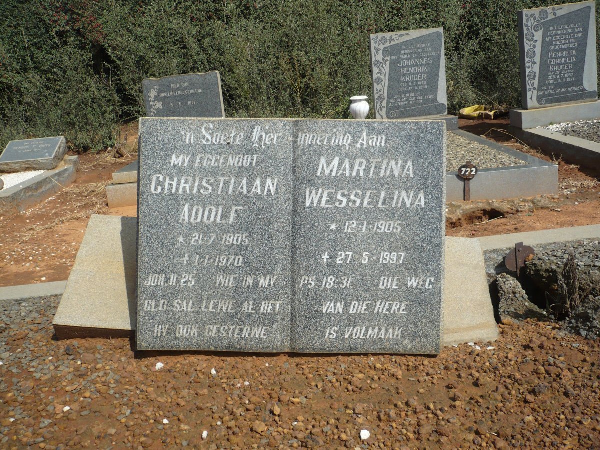 BEER Christiaan Adolf, de 1905-1970 &amp; Martina Wesselina 1905-1997