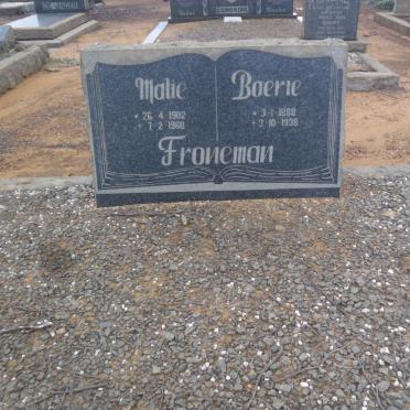 FRONEMAN Boerie 1888-1938 &amp; Malie 1902-1968 :: FRONEMAN John Bernard