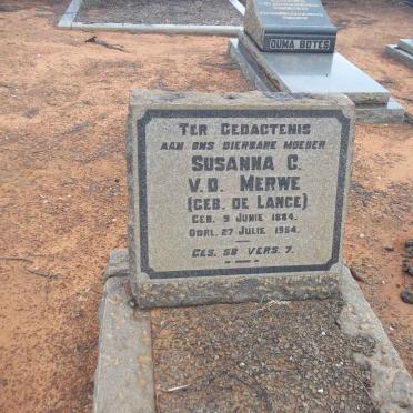 MERWE Susanna C., v.d. nee DE LANGE 1884-1954