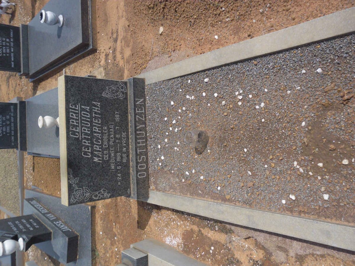 OOSTHUYZEN Gertruida Margarietha formerly PIENAAR nee GROBLER 1919-1987