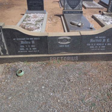PRETORIUS Willem W. 1902-1966 &amp; Machteld M.E. V.D. BERG 1904-1986