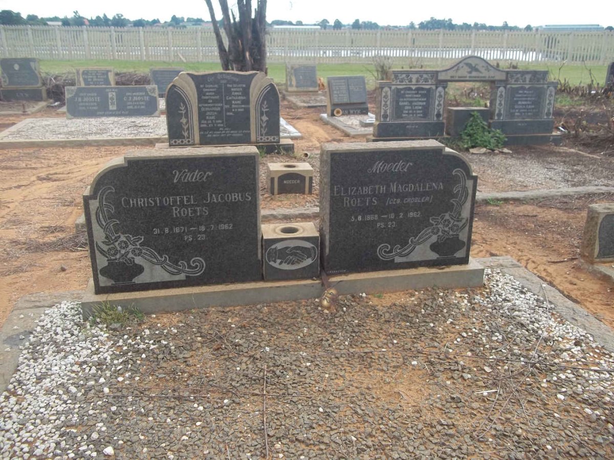 ROETS Christoffel Jacobus 1871-1962 &amp; Elizabeth Magdalena GROBLER 1868-1962