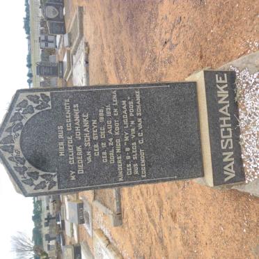 SCHANKE Diederik Johannes, van nee STEYN 1899-1931