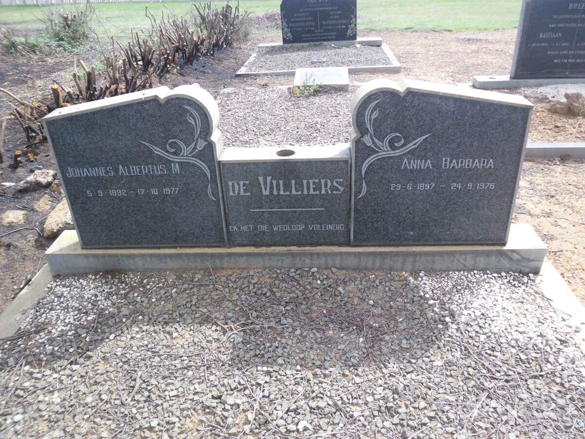 VILLIERS Johannes Albertus, de 1892-1977 &amp; Anna Barbara 1897-1976