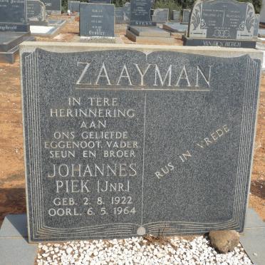 ZAAYMAN Johannes Piek 1922-1964