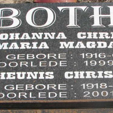 BOTHA Theunis Christoffel 1918-2001 &amp; Johanna Christina Maria Magdalena 1916-1999
