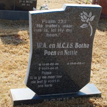 BOTHA W.A. 1942-2003 &amp; M.C.J.S. 1941-