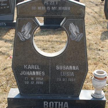 BOTHA Karel Johannes 1952-1996 &amp; Susanna Lusia 1958-