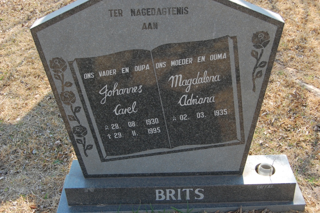 BRITS Johannes Carel 1930-1995 &amp; Magdalena Adriana 1935-