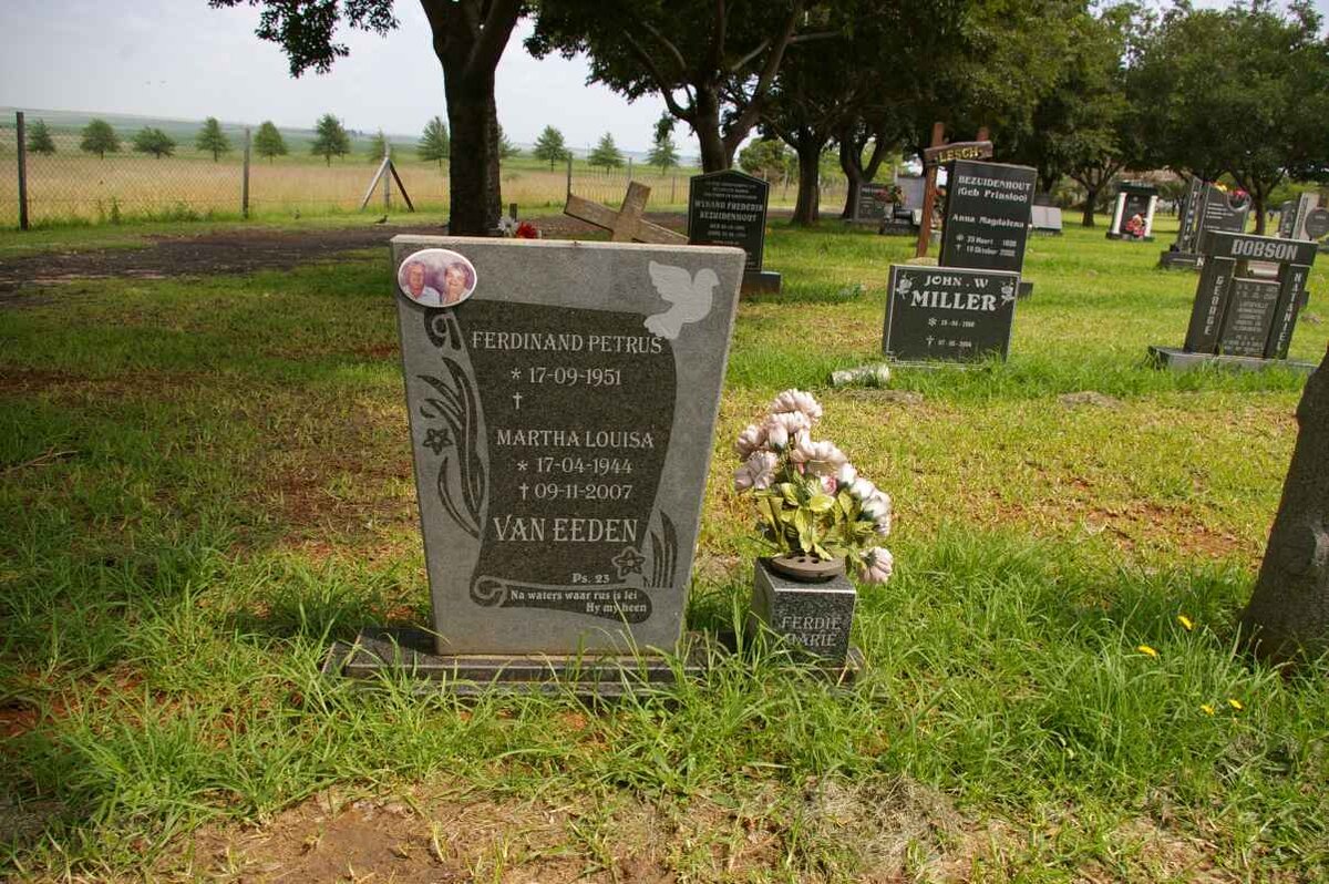 EEDEN Ferdinand Petrus, van 1951- &amp; Martha Louisa 1944-2007
