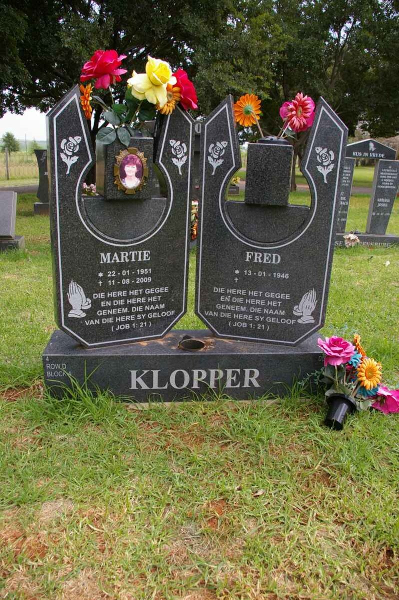 KLOPPER Fred 1946- &amp; Martie 1951-2009