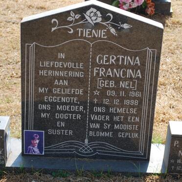 NEL P.W.A. 1932-1998 ::  NEL S.M.F. 1957-2008 :: ? Gertina Francina nee NEL 1961-1998