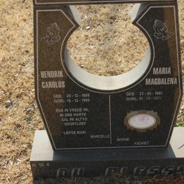 PLESSIS Hendrik Carolus, du 1958-1999 &amp; Maria Magdalena 1951-2001