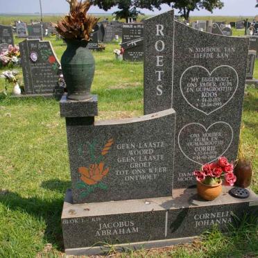 ROETS Jacobus Abraham 1931-1999 &amp; Cornelia Johanna 1936-2004