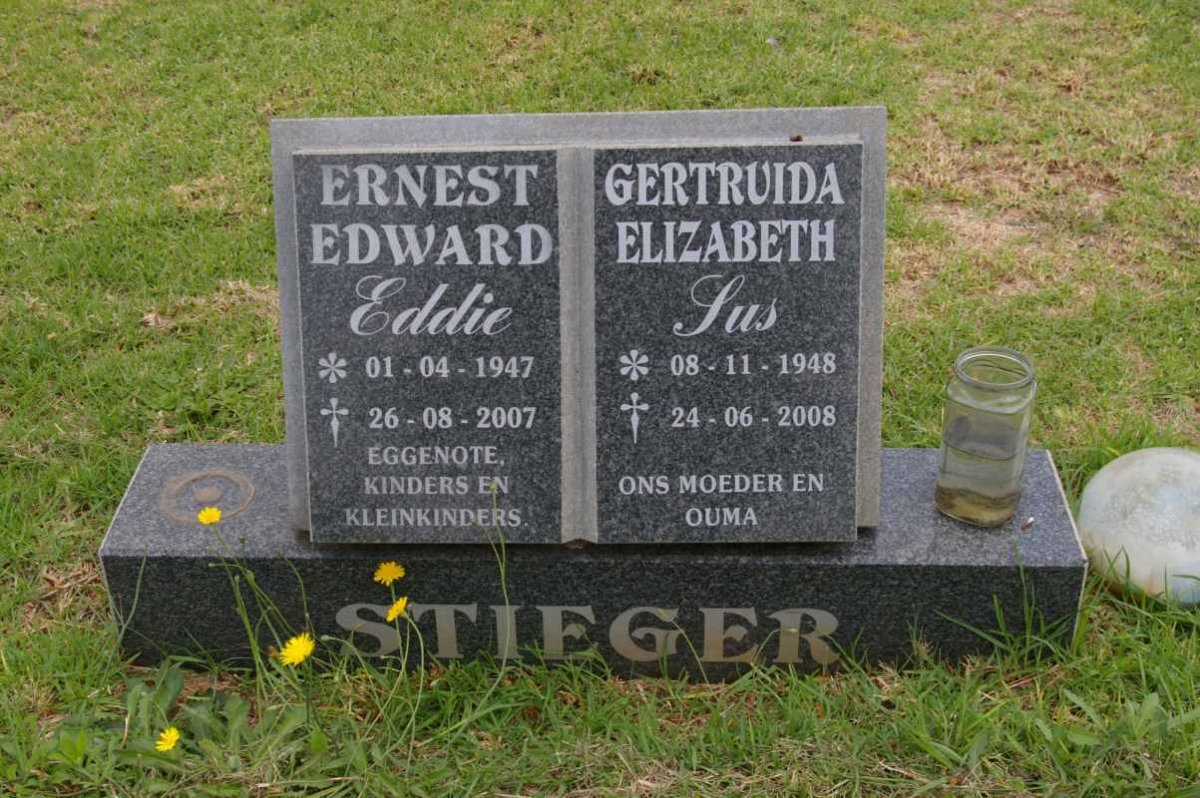 STIEGER Ernest Edward 1947-2007 &amp; Gertruida Elizabeth 1948-2008