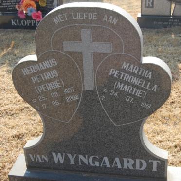 WYNGAARDT Hermanus Petrus, van 1957-2002 &amp; Martha Petronella 1961-