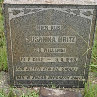 BRITZ Susana nee WILLEMSE 1902-1949