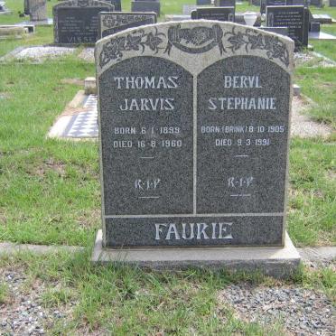 FAURIE Thomas Jarvis 1899-1960 &amp; Beryl Stephanie BRINK 1905-1991