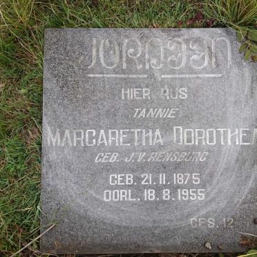 JORDAAN Margaretha Dorothea nee J.V. RENSBURG 1875-1955