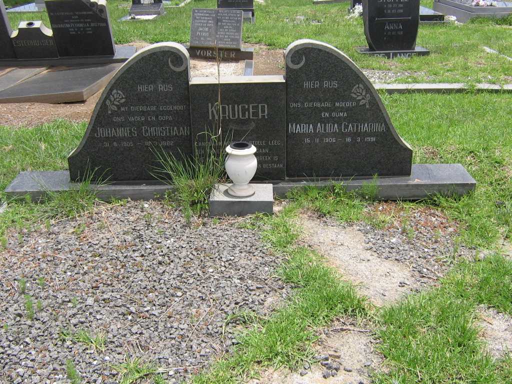 KRUGER Johannes Christiaan 1905-1982 &amp; Maria Alida Catharina 1906-1991