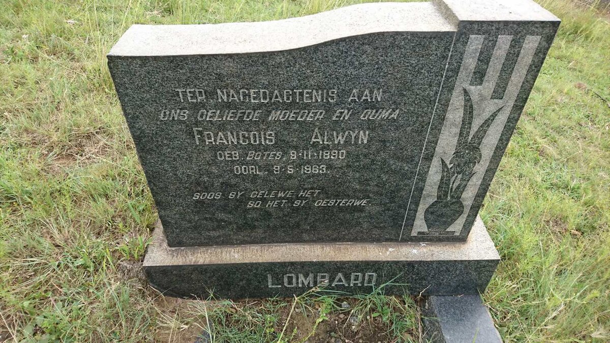 LOMBARD Francois Alwyn nee BOTES 1890-1963