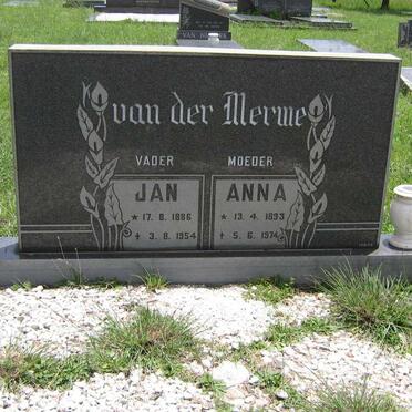 MERWE Jan, van der 1886-1954 &amp; Anna 1893-1974