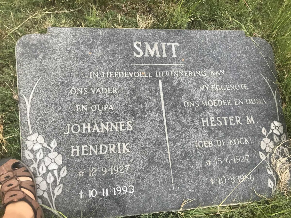 SMIT Johannes Hendrik 1927-1993 &amp; Hester M. DE KOCK 1927-1986