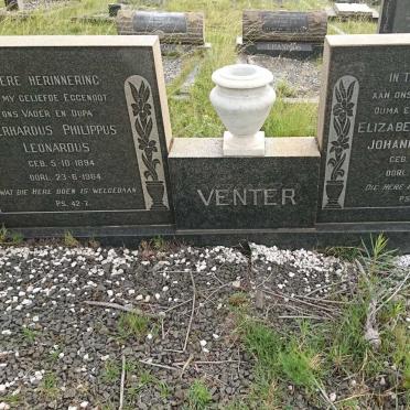 VENTER Gerhardus Philippus Leonardus 1894-1964 &amp; Elizabeth Magdalena Johanna Cornelia 1902-1984