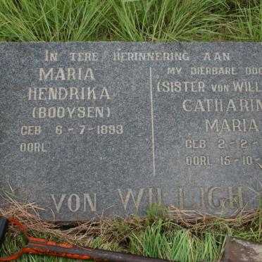 WILLIGH Maria Hendrika, von nee BOOYSEN 1893- :: VON WILLIGH Catharina Maria 1915-1970