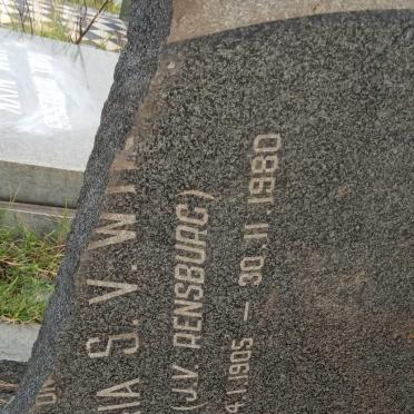 ? Maria S.V.W. nee J.V. RENSBURG 1905-1980