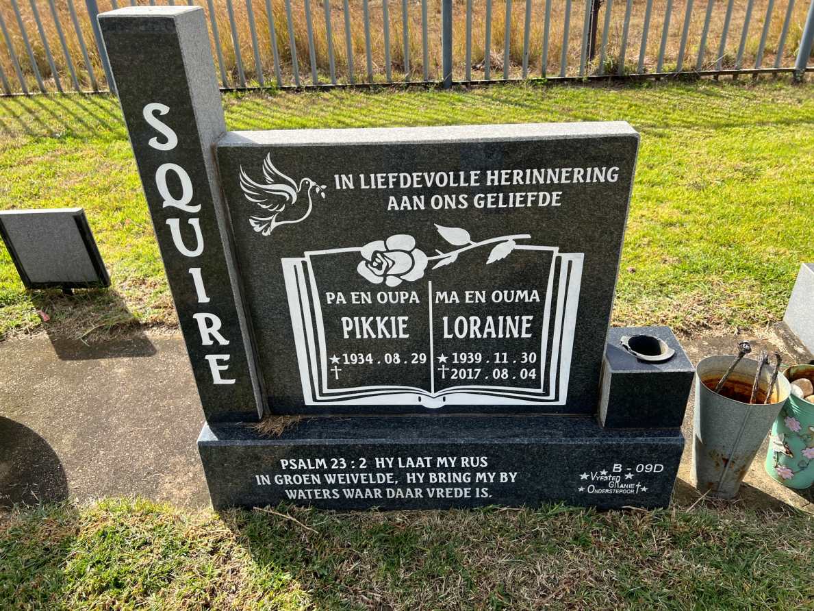 SQUIRE Pikkie 1934- &amp; Loraine 1939-2017