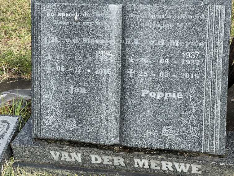 MERWE J.H., van der 1934-2016 &amp; H.E. 1937-2015