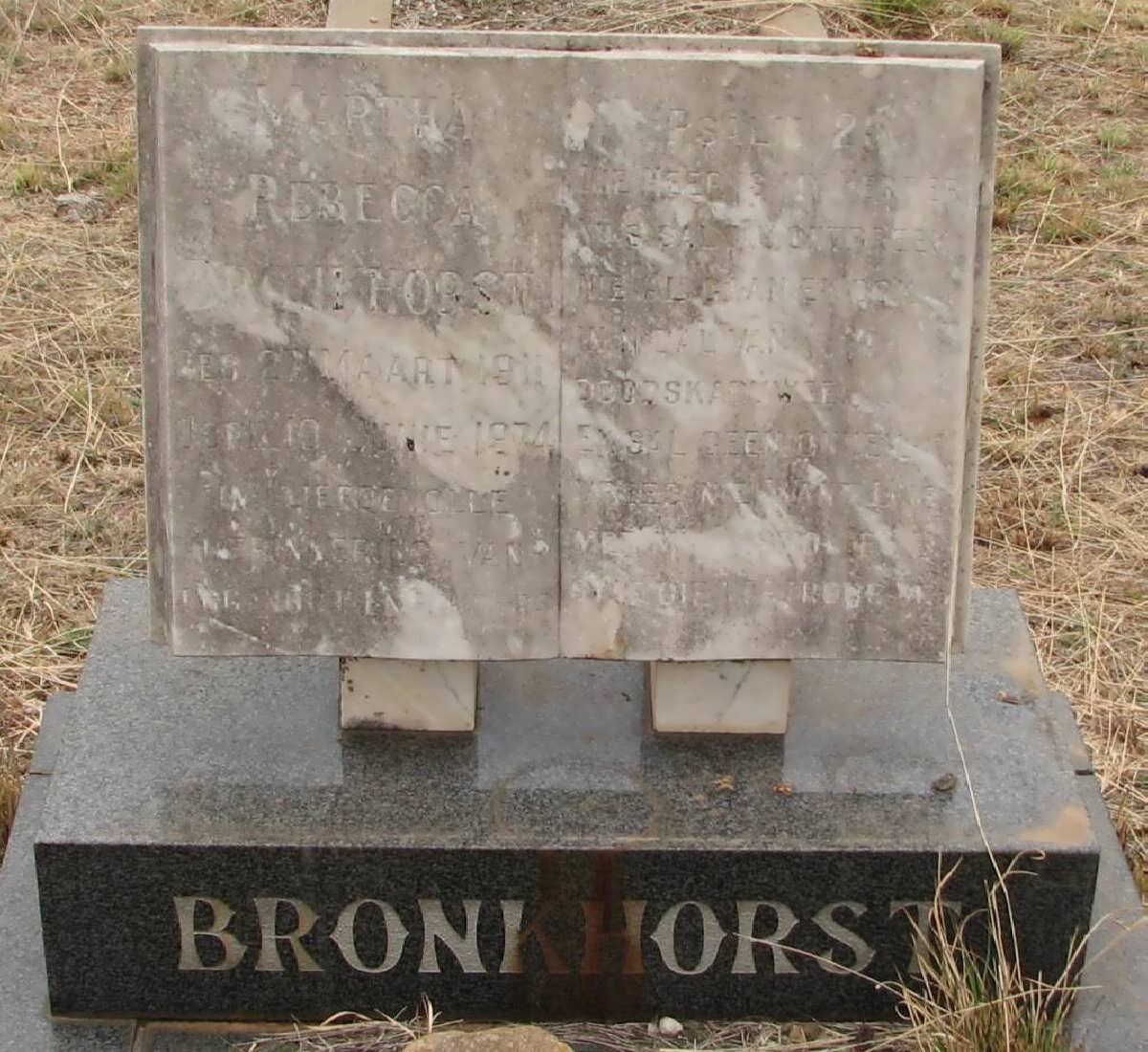 BRONKHOST Martha Rebecca 1911-1974