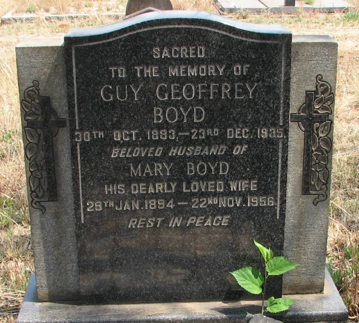 BOYD Guy Geoffrey 1883-1935 &amp; Mary 1894-1956
