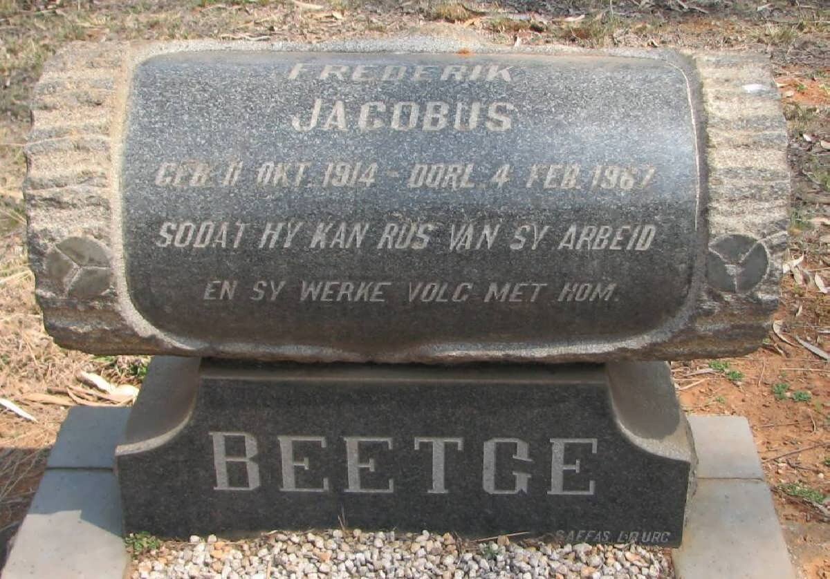 BEETGE Frederik Jacobus 1914-1967