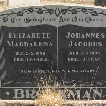 BROEKMAN Johannes Jacobus 1885-1967 &amp; Elizabeth Magdalena 1890-1958