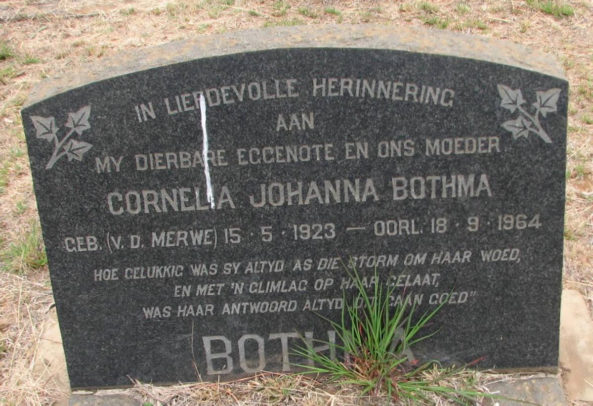 BOTHMA Cornelia Johanna nee V.D. MERWE 1923-1964