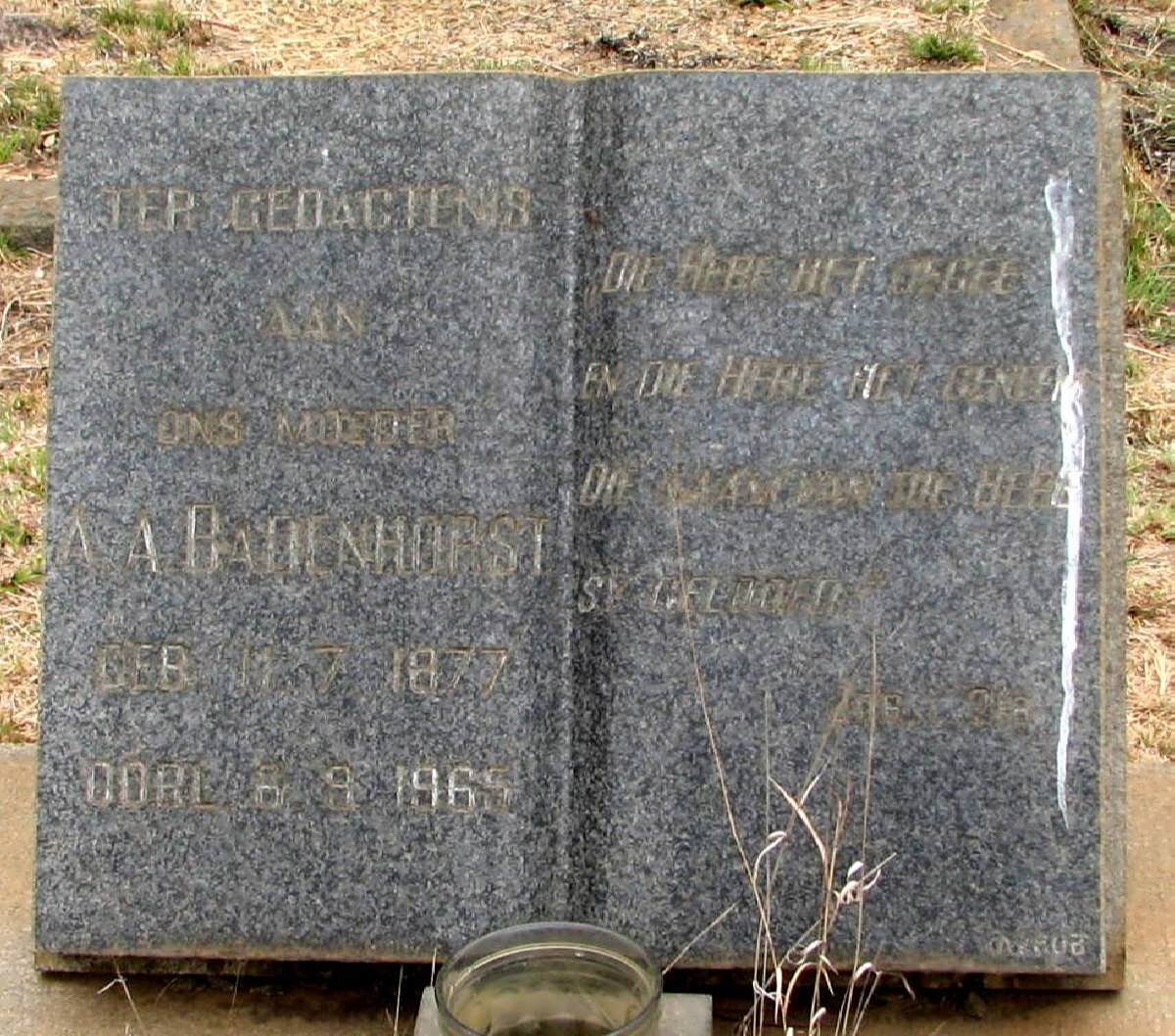 BADENHORST A.A. 1877-1965